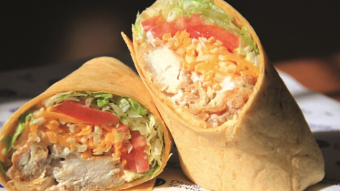 crunchy chicken cheddar wrap from brellas in the market